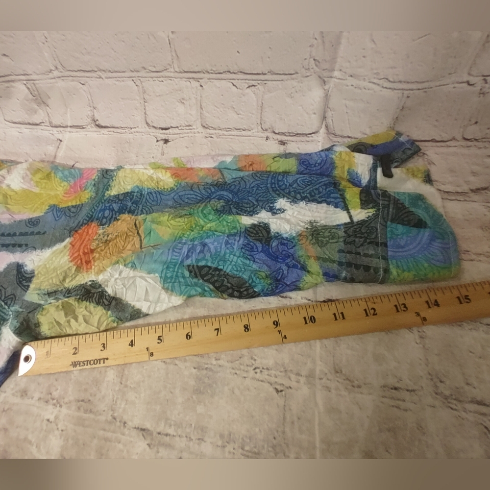 Ali Miles 3X Colorful Watercolor Ornate Button Down Blouse Artsy - Picture 13 of 14